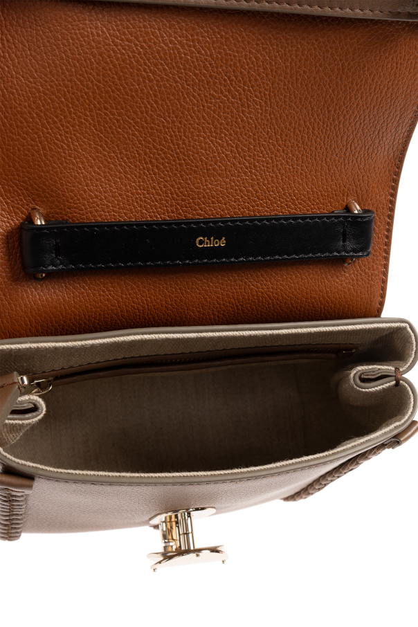 chloe kids leather trimmed raffia crossbody bag